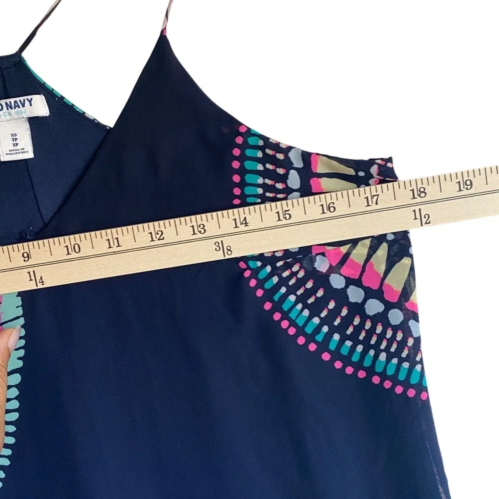 Old Navy Womens XS Navy Blue Mandala Print V-Neck Spaghetti Strap Maxi Dress - Picture 7 of 7